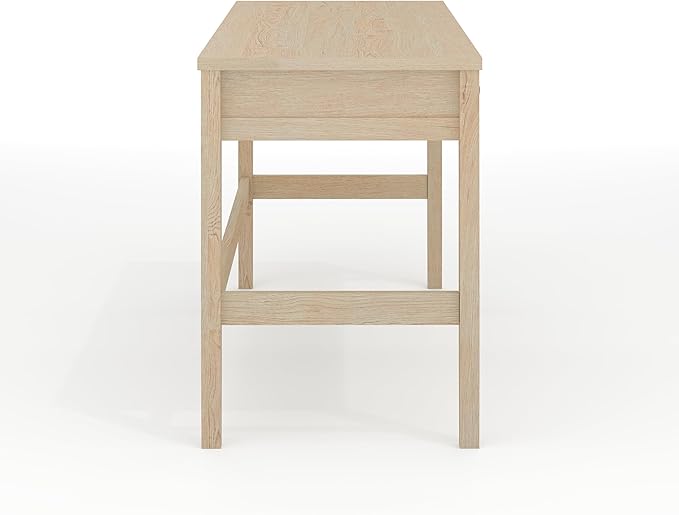 Martha Stewart Rhett Home Office Desk with 3 Drawers and Tapered Legs in Light Natural with Antique Bronze Hardware