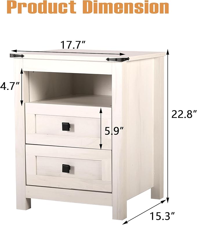 Farmhouse 6 Drawer Dresser & 2 Nightstand Set for Bedroom, Wood Dresser with Metal Handle for Bed Room, Light Beige Rustic Oak