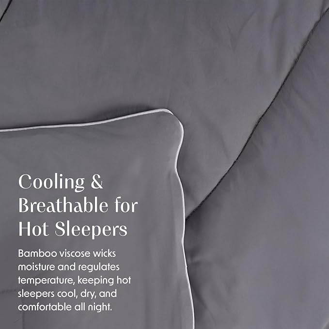 Springtree Home Luxury Viscose from Bamboo Blanket & Comforter | Viscose from Bamboo Twin Size Blanket- 60" x 90" | Cooling Blanket & Comforter | Breathable & Lightweight | Twin - Titanium Grey