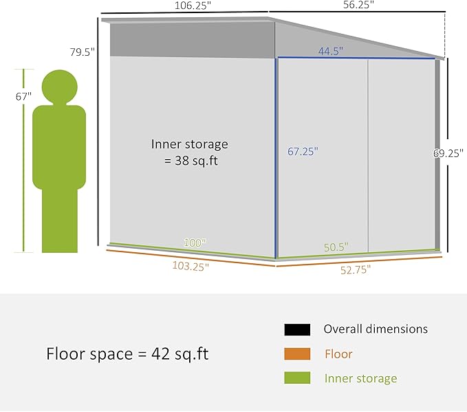 Outsunny 4.6' x 9' Steel Outdoor Storage Shed, Lean to Shed, Metal Tool House with Foundation Kit, Lockable Doors, Gloves and 2 Air Vents for Backyard, Patio, Lawn, White