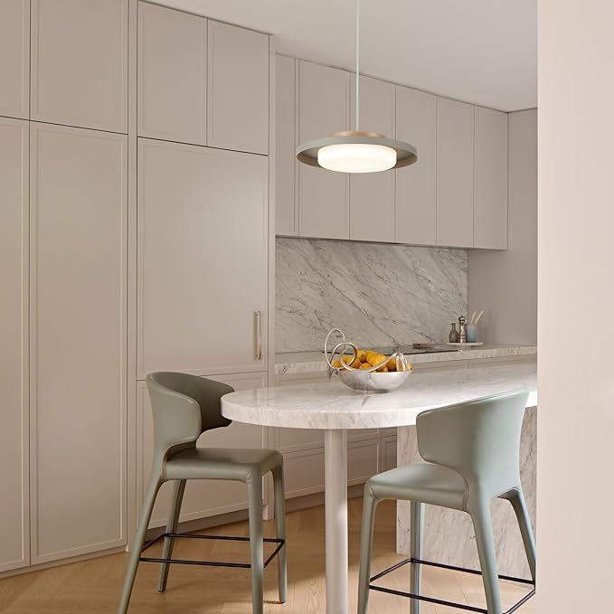 Modern Pendant Lights,15 inch,Natural Wood Cap,3000K/Warm White/22W Dimmable,LED Pendant Light Fixtures for Kitchen, Dining Room, Living Room,Gray