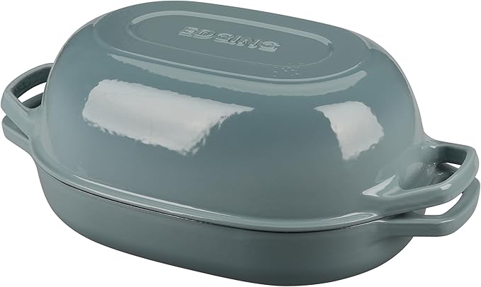 Enameled Cast Iron Dutch Oven Pot with Lid, Oval Dutch Oven for Bread Baking, Bread Oven for Homemade Sourdough Bread Baking, 7qt, Seasalt