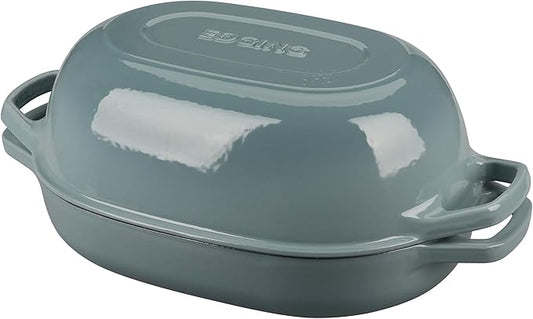 Enameled Cast Iron Dutch Oven Pot with Lid, Oval Dutch Oven for Bread Baking, Bread Oven for Homemade Sourdough Bread Baking, 7qt, Seasalt