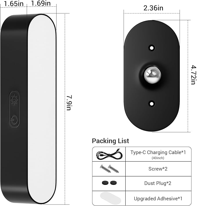Wall Lights, Wireless Battery Operated Wall Sconces for Bedroom, LED Rechargeable Wall Sconce Set of Two for Living Room, Stick on Wall Mounted Lamp for Reading, 2 Pack
