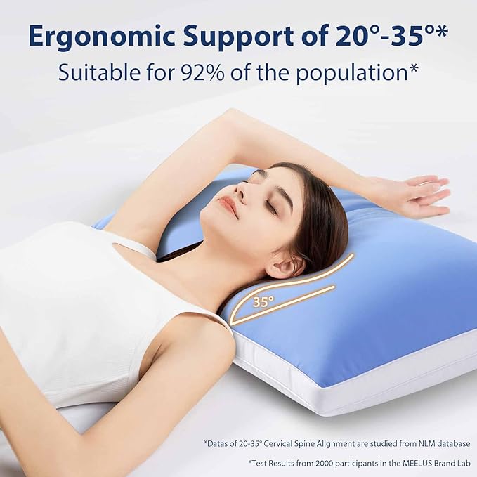 Queen Size Pillows Set of 1, Luxury Soft Hotel Down Alternative Single Pack Bed Pillows, Gusseted Supportive for Side Back Stomach Sleepers, Washable, Cooling Blue, 20 x 30, 1 Pack