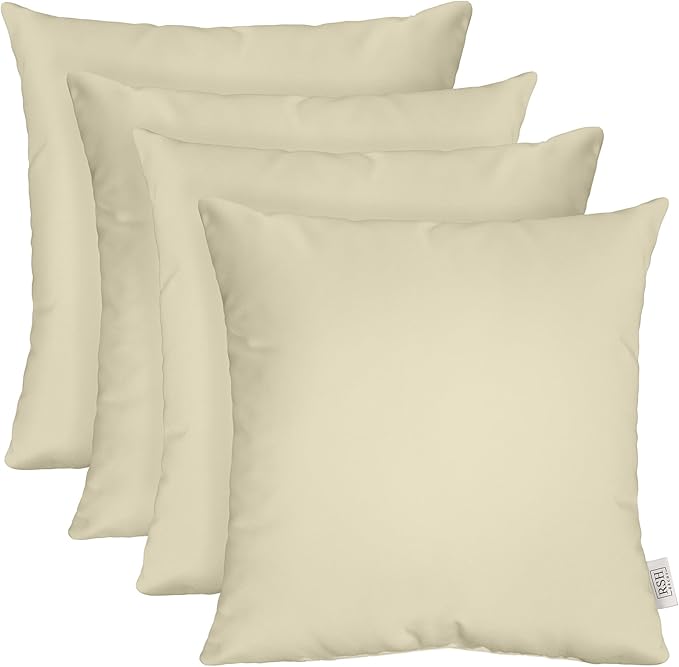 RSH DECOR: Sunbrella Square Throw Pillows Set of 4 | 20" x 20" | Water and Fade-Resistant Performance Fabric | Outdoor Pillow Covers with Down-Alternative Inserts | Canvas Canvas