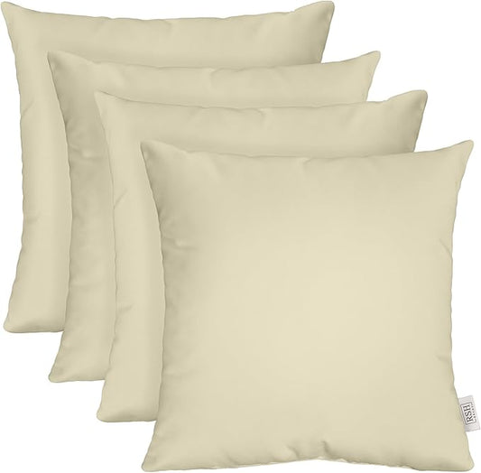 RSH DECOR: Sunbrella Square Throw Pillows Set of 4 | 17" x 17" | Water and Fade-Resistant Performance Fabric | Outdoor Pillow Covers with Down-Alternative Inserts | Canvas Canvas