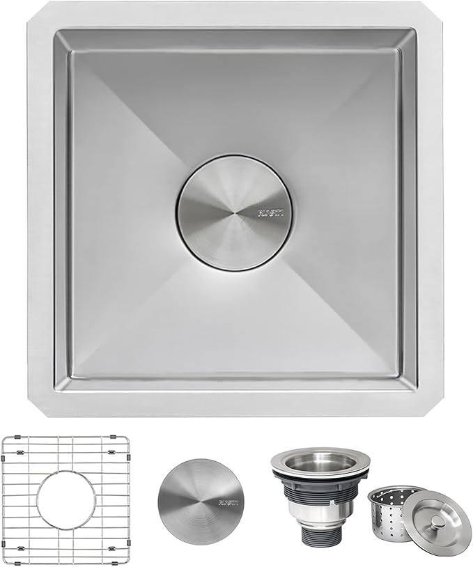 Ruvati 15 inch Undermount Bar Prep 16 Gauge Kitchen Sink Round Corners Stainless Steel Single Bowl - RVH7015