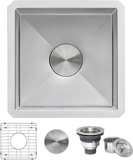 Ruvati 15 inch Undermount Bar Prep 16 Gauge Kitchen Sink Round Corners Stainless Steel Single Bowl - RVH7015