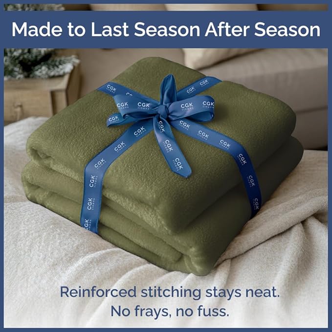 Ultra Soft Fleece Blanket Twin Size - Flannel Fleece Luxury Twin Blanket - Lightweight for Couch Bed Chair - Thick, Warm and Breathable - All Season Cozy Fuzzy, Anti-Static Microplush Bedding, Olive