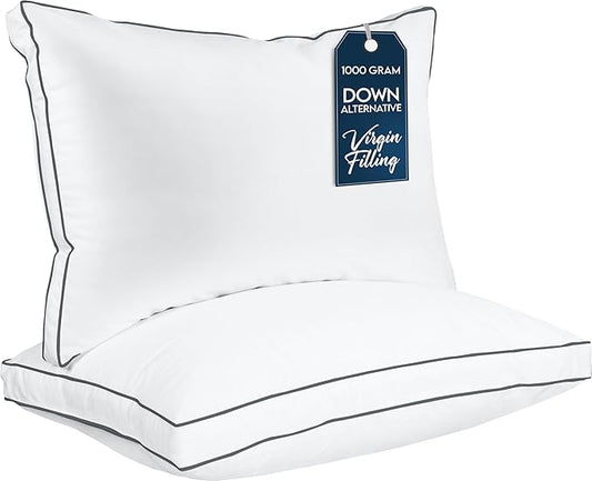 Utopia Bedding Bed Pillows for Sleeping Queen Size (Grey/White), Set of 2, Cooling Hotel Quality, Gusseted Pillow for Back, Stomach or Side Sleepers