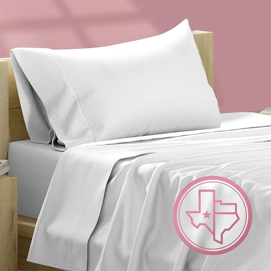 TEXAS LINEN CO. Luxury Egyptian Cotton Twin Sheet Set - 800 Thread Count 3 PC White Egyptian Cotton Sheets for Twin Size Bed, Extra Long Staple Silky Soft Cooling Sheets, Deep Pocket Dorm Sheets Set