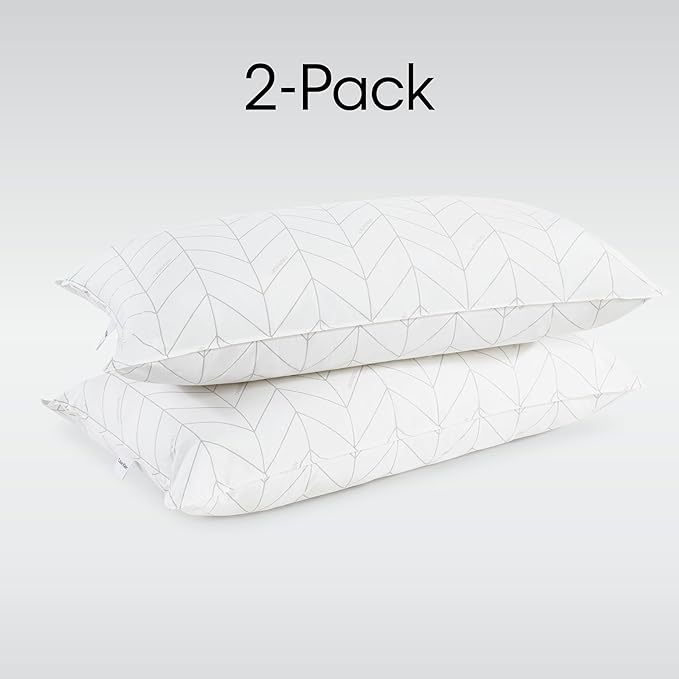 Calvin Klein Herringbone Print 20" x 36" King Size Set of 2 Bed Pillows for Sleeping, White