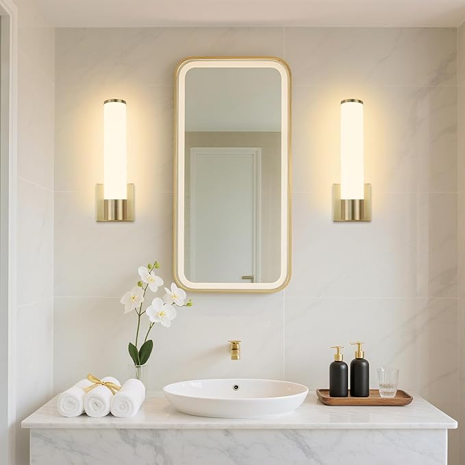 Kalium 14in Modern Wall Sconces, Dimmable Bathroom Vanity Lights,3000K Warm White LED Indoor Sconces Lighting for Bathroom, Stairs, Living Room, Bedroom. Hardwired.