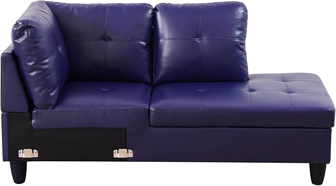 NicBex Sectional Couch 2 Pieces 66.5" L Sofa with Right Chaise Faux Leather L Shaped Cloud Couch for Living Room Furniture Sets with Cushion, Modular Sofa for Living Room & Small Apartment, Blue