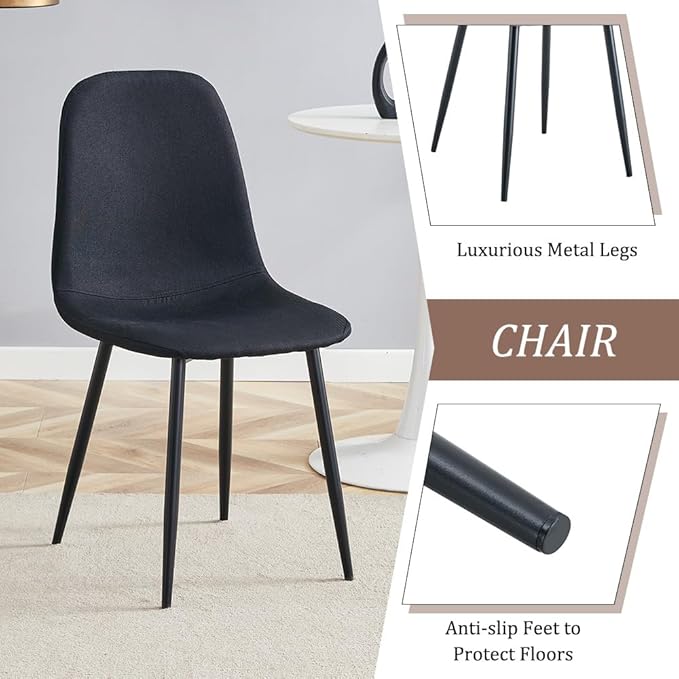Round Dining Table Set for 4, Round Kitchen Dining Table and Chairs Set for 4,42" Modern Dining Room Table Set for 4 with Upholstered Chairs for Small Space Kitchen Office Cafe Apartment