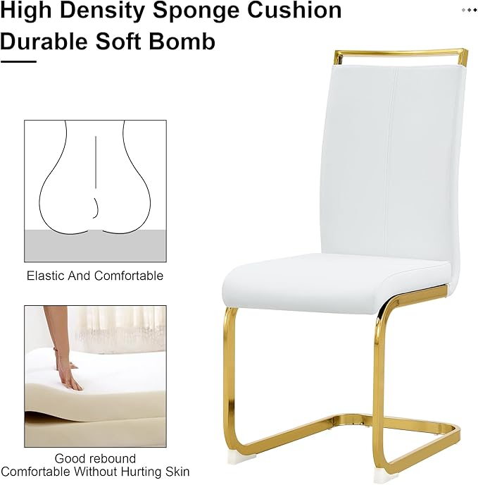 45 Inch Round Dining Table Set for 6, 7 Piece Kitchen Table and Chairs Set, White Faux Marble Table Top, Small Space Dining Set for Apartment or Dining Room