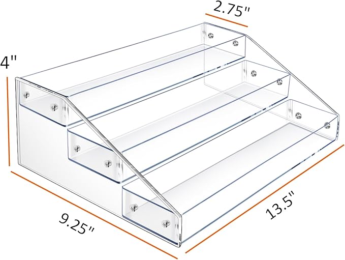 Miniature Display Shelf, 2.75 Inches Clear Acrylic Wide Miniature Storage and Display Stand-3 Tiers