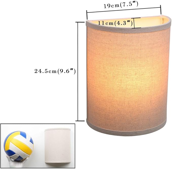 Yosoan Linen Fabric Cloth Boho Vintage Flush Wall Sconce Stairwell Fixture Light, 1-Light Vanity Indoor Hardwired Interior Sconce Cover Shade Lamp for Bedroom Hallway Living Room Corridor