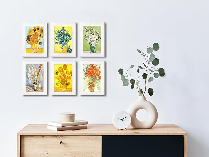 4x6 Picture Frame Set of 6 with Real Glass for Pictures 4x6 Without Mat, Wall Gallery or Tabletop display Photo Frames in White