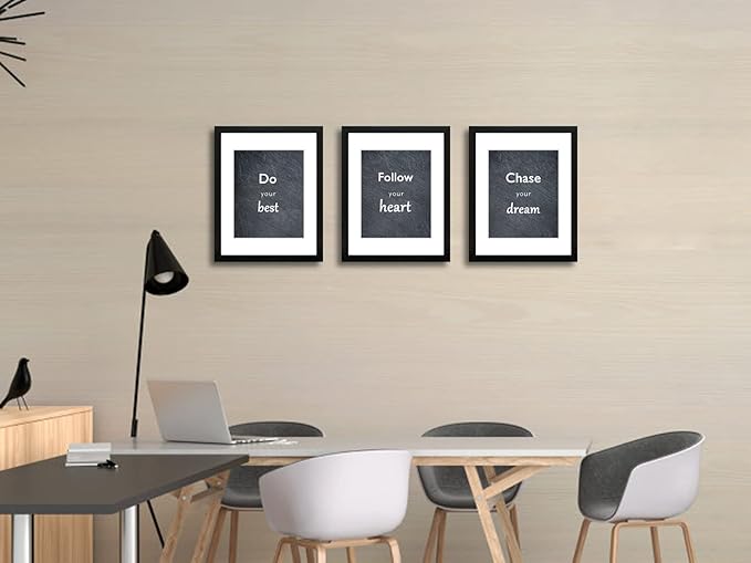 11x14 Picture Frame Set of 3 with Real Glass for Pictures 8x10 with Mat or 11x14 Without Mat, Wall Gallery or Tabletop display Photo Frames in Black