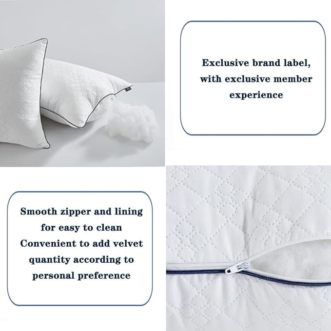 JSWF Bed Pillows for Sleeping King Size 1 Pack，Ultra Soft Fluffy ，Premium Soft Down Alternative Fill Set of 1 for Back,Zipper Opening Design,can add and Remove Filler According to Your Needs