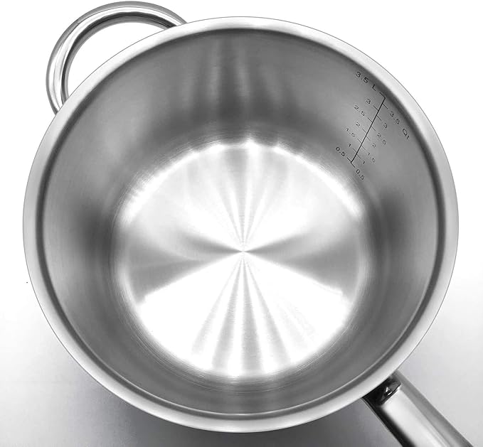 Fortune Candy 4-Quart Saucepan with Lid, Tri-Ply, 18/8 Stainless Steel, Advanced Welding Technology, Dishwasher Safe, Induction Ready, Mirror Finish