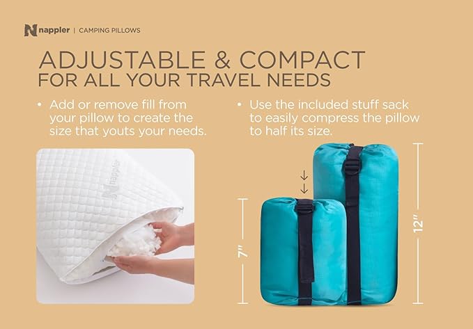 Small Shredded Memory Foam Pillow for Travel and Camping - Compressible Medium Firm Bed Pillow, Contoured Support, Breathable Cover, Machine Washable, Ideal Backpacking