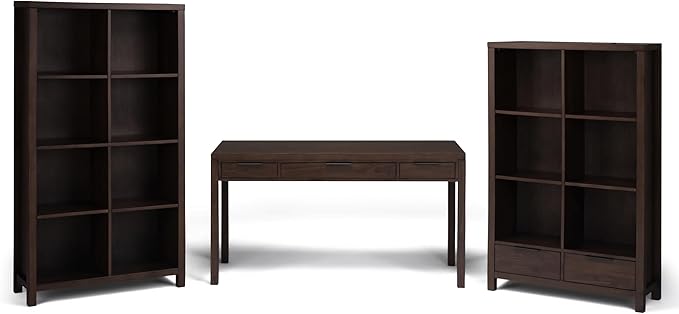 SIMPLIHOME Hollander Desk - 60-Inch Wide Solid Wood Writing Desk in Warm Walnut Brown, Contemporary Home Office Computer Table for Workspace or Study with 2 Drawers and Flip-Down Keyboard Tray