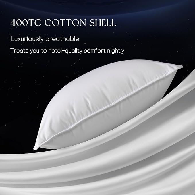 Luxury Goose Down Pillow, Hotel Quality Bed Pillows for Sleeping, 900+ Fill Power, Premium Feather Pillow Fluffy Soft Down Pillow, 600 Count Cotton Shell, 1 Pack, 20"x36"