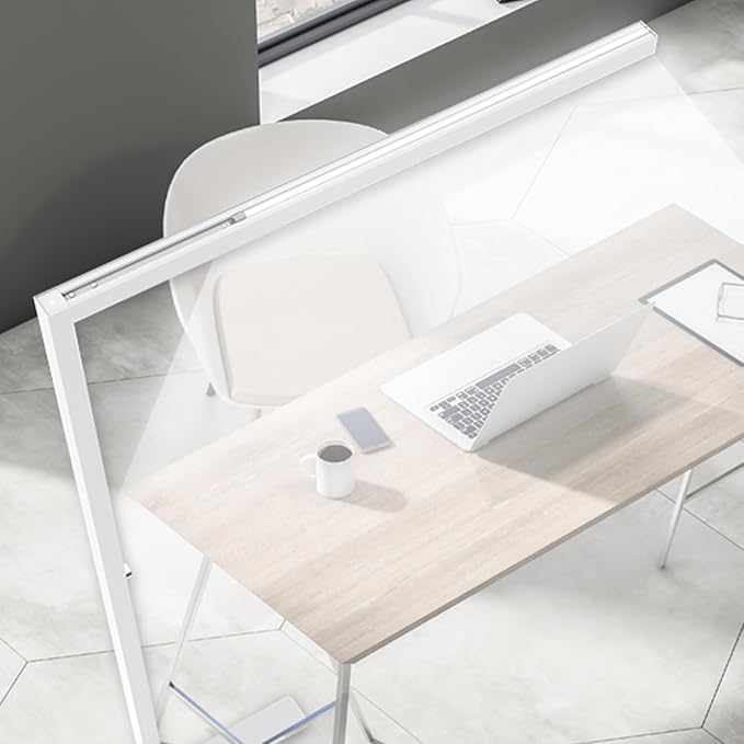 STERREN 77" LED Floor Lamp for Office, 7350LM Dimmable Eye-Care Standing Piano Lamp,70W Tall Reading Light, 4000K Bright Lighting for Living Room - White