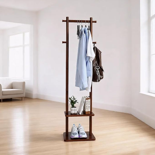 Coat Rack,Wooden Coat Rack Freestanding,Standing Coat Racks Tree Clothes Hanger Stand with Stury Base for Entryway, Livingroom, Bedroom,Easy to Assemble(Brown)