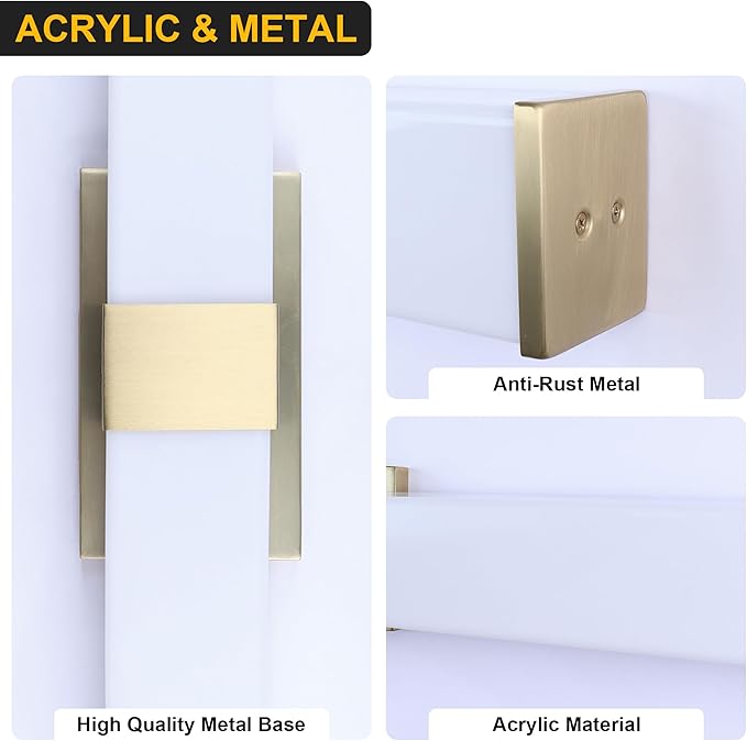 Kalium 33in Modern Wall Sconces, Dimmable Bathroom Vanity Lights, 3000K Warm White LED Indoor Sconces Lighting for Bathroom, Stairs, Living Room, Bedroom. Hardwired.