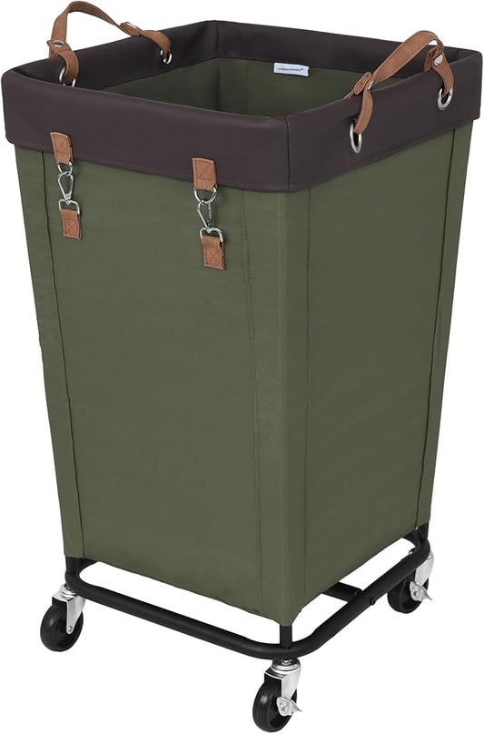 StorageWorks 160L Laundry Basket with Wheels, Large Rolling Hampers for Clothing Organizer, Dirty Clothes Basket for Hotel, Home, Closet, Dorm, Green