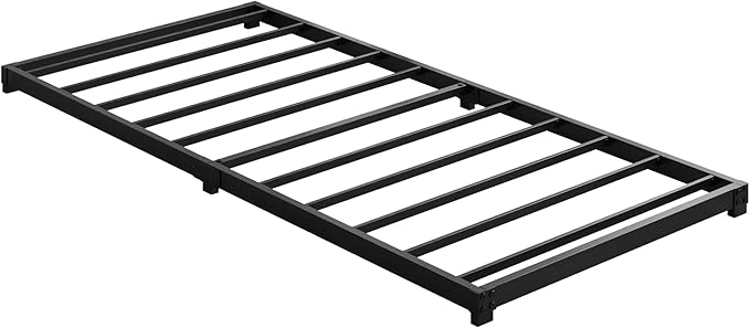 3 Inch Low Twin Bed Frames Heavy Duty Metal Platform, No Box Spring Needed, Easy Assembly Mattress Foundation, No Noise, Black