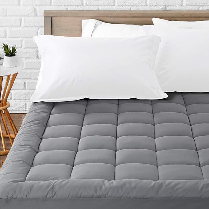 LEISURE TOWN California King Mattress Pad Fitted Quilted Cotton Mattress Cover Cooling Soft Pillow Top Mattress Topper Down Alternative Filling Mattress Protector with 8-21 Deep Pocket (72x84 Grey)