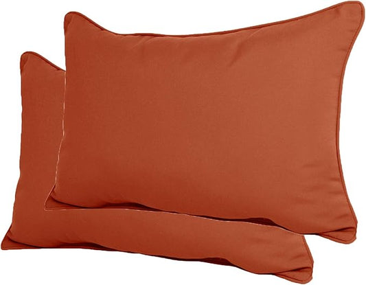 Comfort Classics Set of 2 Sunbrella Outdoor/Indoor Welted Lumbar Pillows Inc. (Brick)