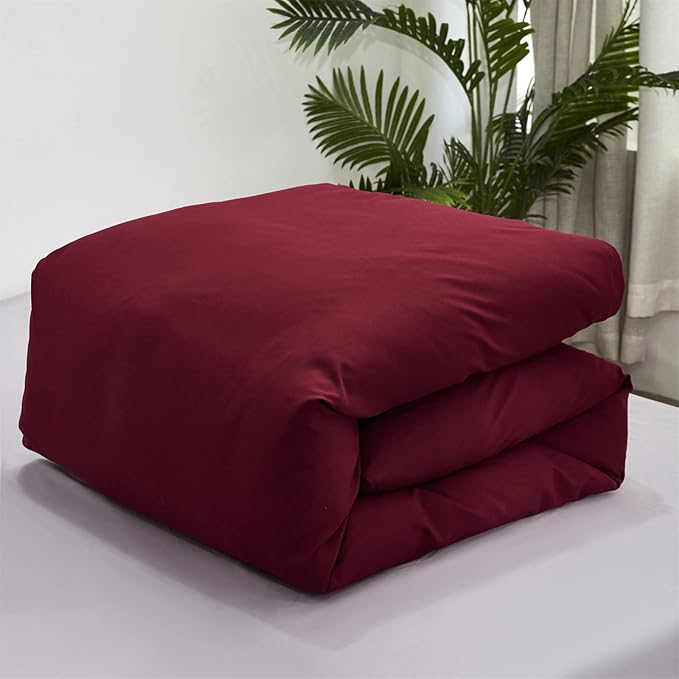 Luxlovery Burgundy Comforter Set Dark Red Bedding Set Full Maroon Marsala Wine Red Solid Soft Breathable Claret Blanket Quilts Maroon Comforter Set Women Girls
