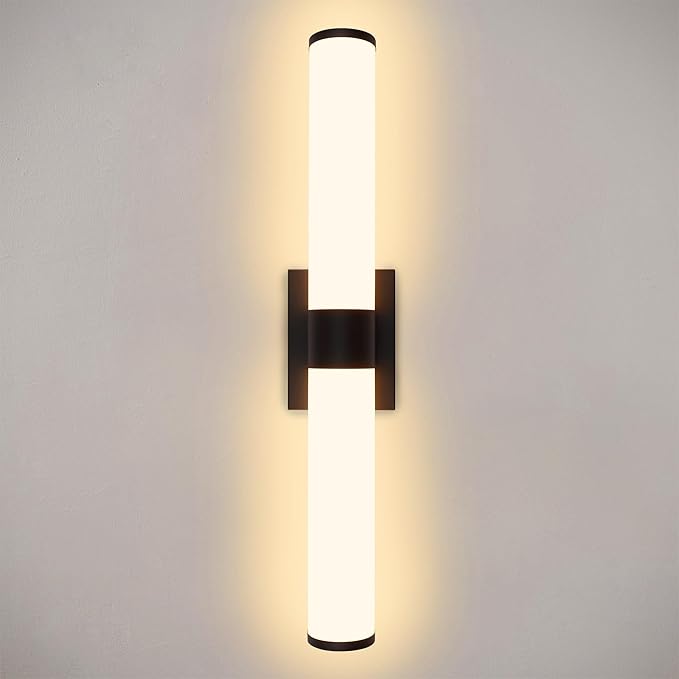 Kalium 24in Modern Wall Sconces, Dimmable Bathroom Vanity Lights, 3000K Warm White LED Indoor Sconces Lighting for Bathroom, Stairs, Living Room, Bedroom. Hardwired.