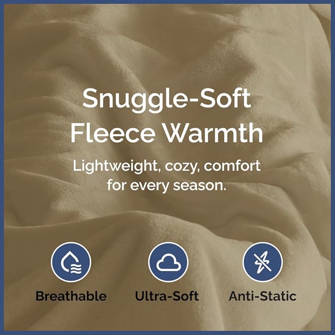 Ultra Soft Fleece Blanket Throw Size - Flannel Fleece Luxury Throw Blanket - Lightweight for Couch Bed Chair - Thick, Warm and Breathable - All Season Cozy Fuzzy, Anti-Static Microplush Bedding, Camel