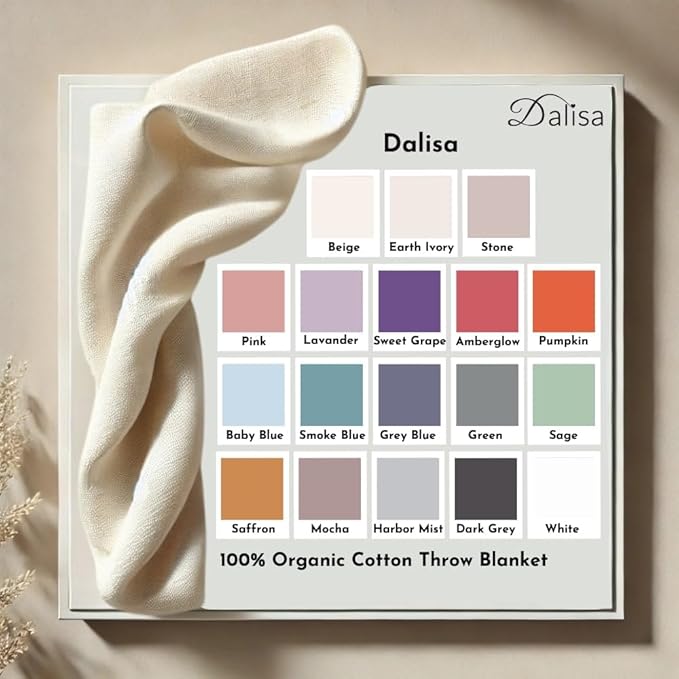 Dalisa 100% Organic Turkish Cotton Throw Blanket - GOTS Certified, Cozy - Perfect for Couch, Bed, and Home Decor - Boho Vintage Knit Alina (Sage, 50x60)