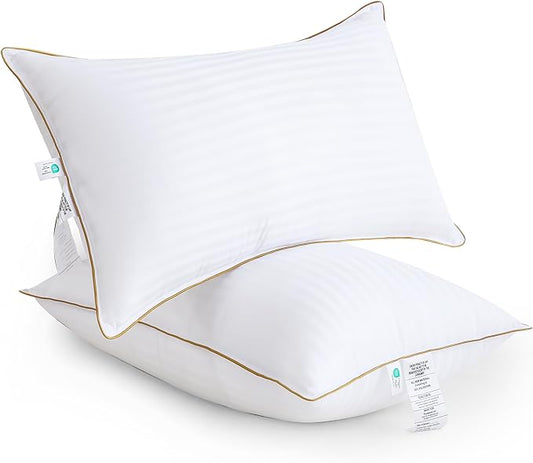 Bafode Bed Pillow, Hotel Collection Pillows for Sleeping, Pillows Queen Size Set of 2, Soft Down Alternative Pillow for Side Sleeper, Back or Stomach Sleepers