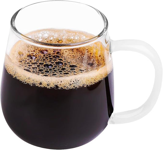 Clear Borosilicate Glass Coffee Mug with White Jade-Like Handle, 450ml/16oz – Durable Glass Mug for Coffee, Tea, Beer, and Hot Beverages, Ideal Gift