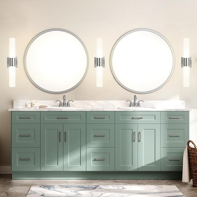 Kalium Bathroom Wall Sconce Fixture, 21 Inch Modern Vanity Lights with Frosted Glass Shade, Indoor Sconces Lighting Wall Decor Lamps for Bathrooms Living Room Stairs Bedroom (Silver)