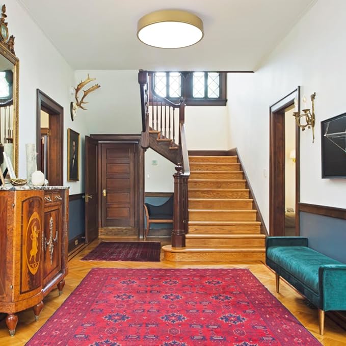 Modern Gold Flush Mount Ceiling Light, 3-Lights Round Ceiling Light, Minimalistic Ceiling Lamp Acrylic Shade Lighting Fixture for Bedroom Laundry Room Bathroom Hallway(15.8 Inch)