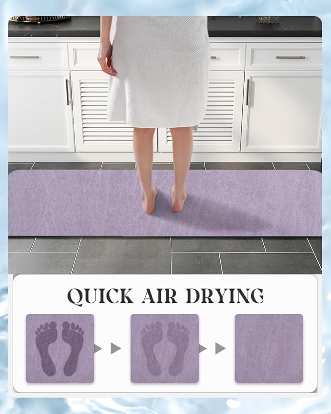 MontVoo -Bath Mat Rug-Rubber Backing Non Slip Quick Dry Absorbent Thin Bathroom Rugs Fit Under Door-Faux Suede Surface Bathroom Floor Mats-Shower Rug for in Front of Bathtub Shower Lavender 17"x59"