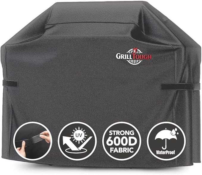 GrillTough Heavy Duty BBQ Grill Cover for Outdoor Grill, 52 Inch – Waterproof, Weather Resistant, UV & Fade Resistant with Adjustable Straps – Gas Grill Cover for Weber, Charbroil, etc. Charcoal