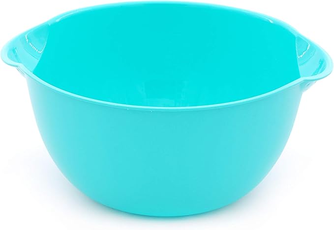 Mintra Home Mixing Bowl w/Colander (Large 4.5L, Teal) - For Washing & Draining Fruits And Vegetables - Heavy Duty Plastic for Baking, Cooking Supplies - Dishwasher Safe