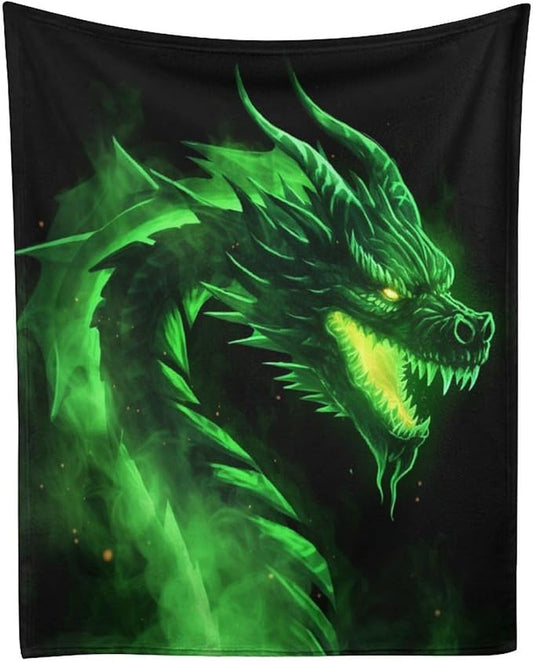 Green Fire Dragon Super Soft Winter Comfy Throw Blanket Flannel Fleece Lightweight Blanket for Couch Car Bed 50x60 in