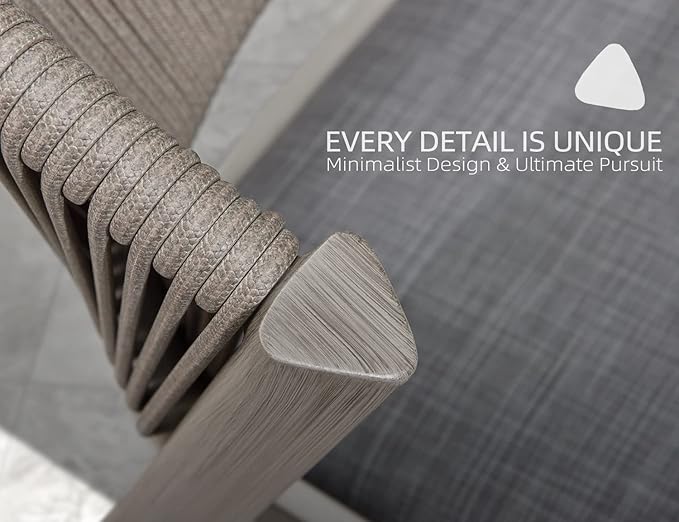 PURPLE LEAF 5 Pieces Outdoor Dining Set All-Weather Wicker Outdoor Patio Furniture with Table All Aluminum Frame for Lawn Garden Backyard Deck Patio Dining Set with Cushions, Grey